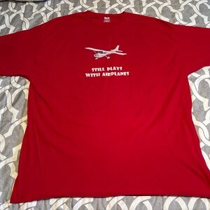 Still Plays With Airplanes Red Graphic Short Sleeve Tee